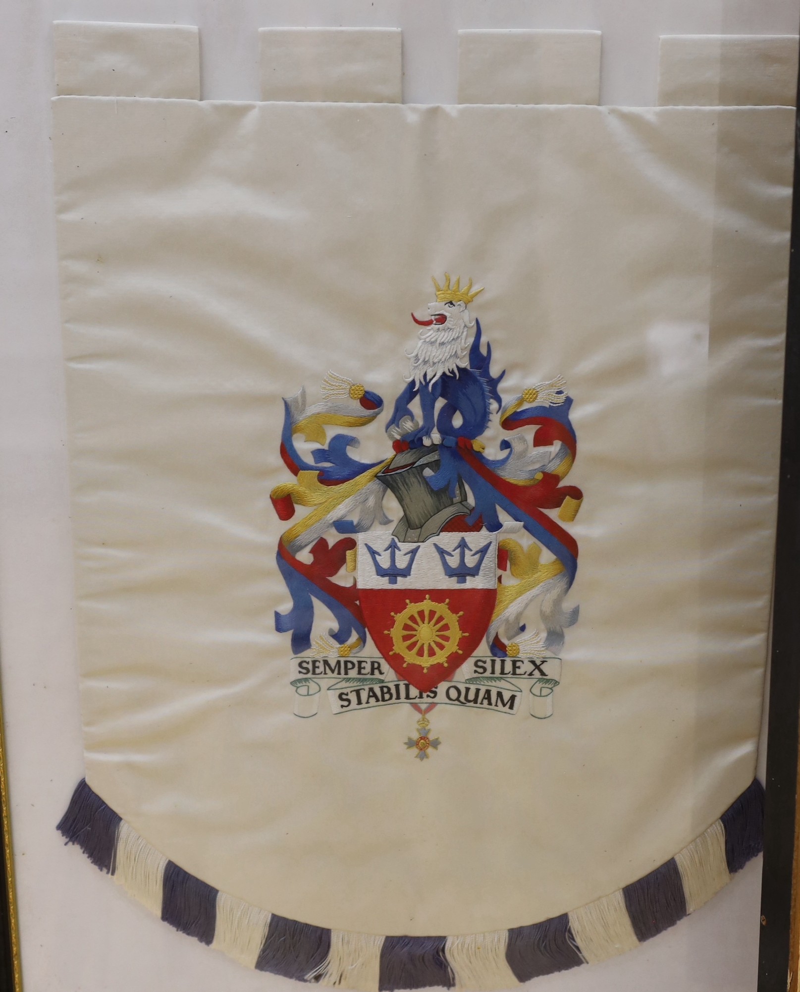 Two related regimental bearings, each framed